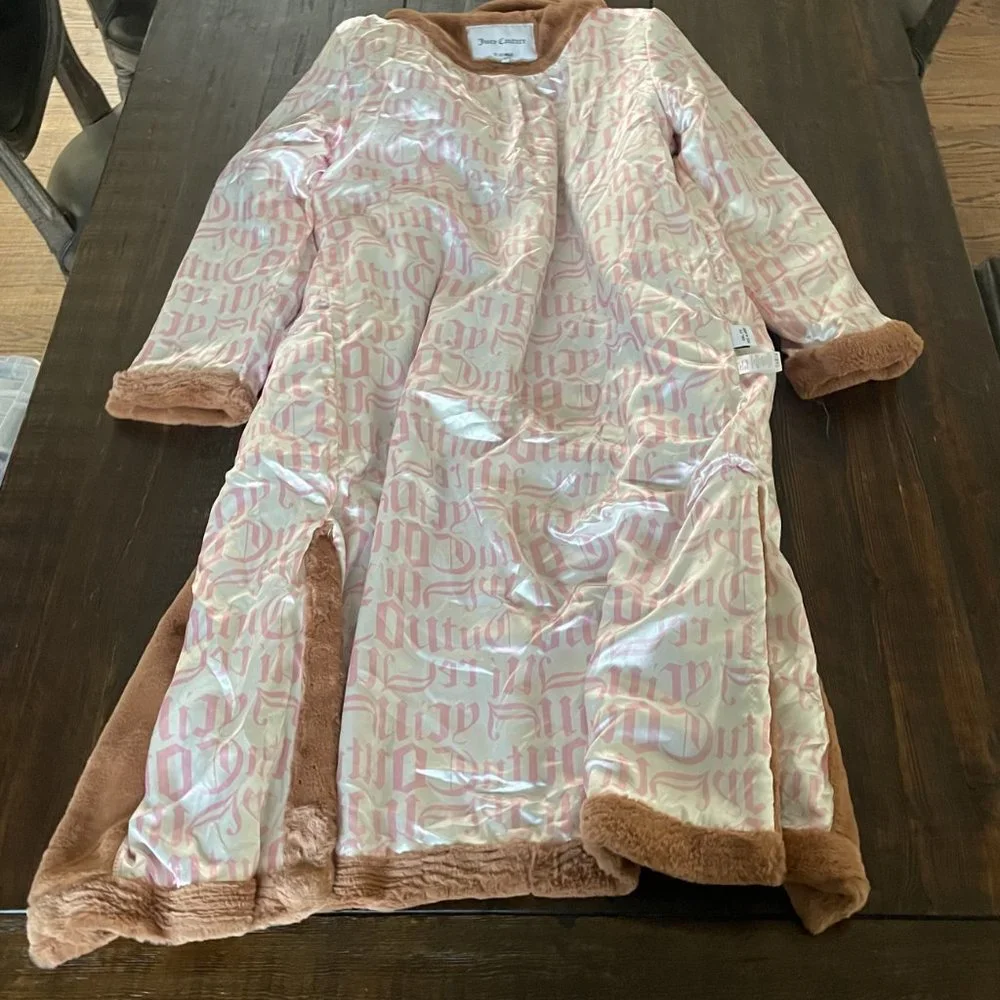 NWT Juicy Couture Sz Medium Teddy Trench Coat Brown Long Women - Picture 4 of 15